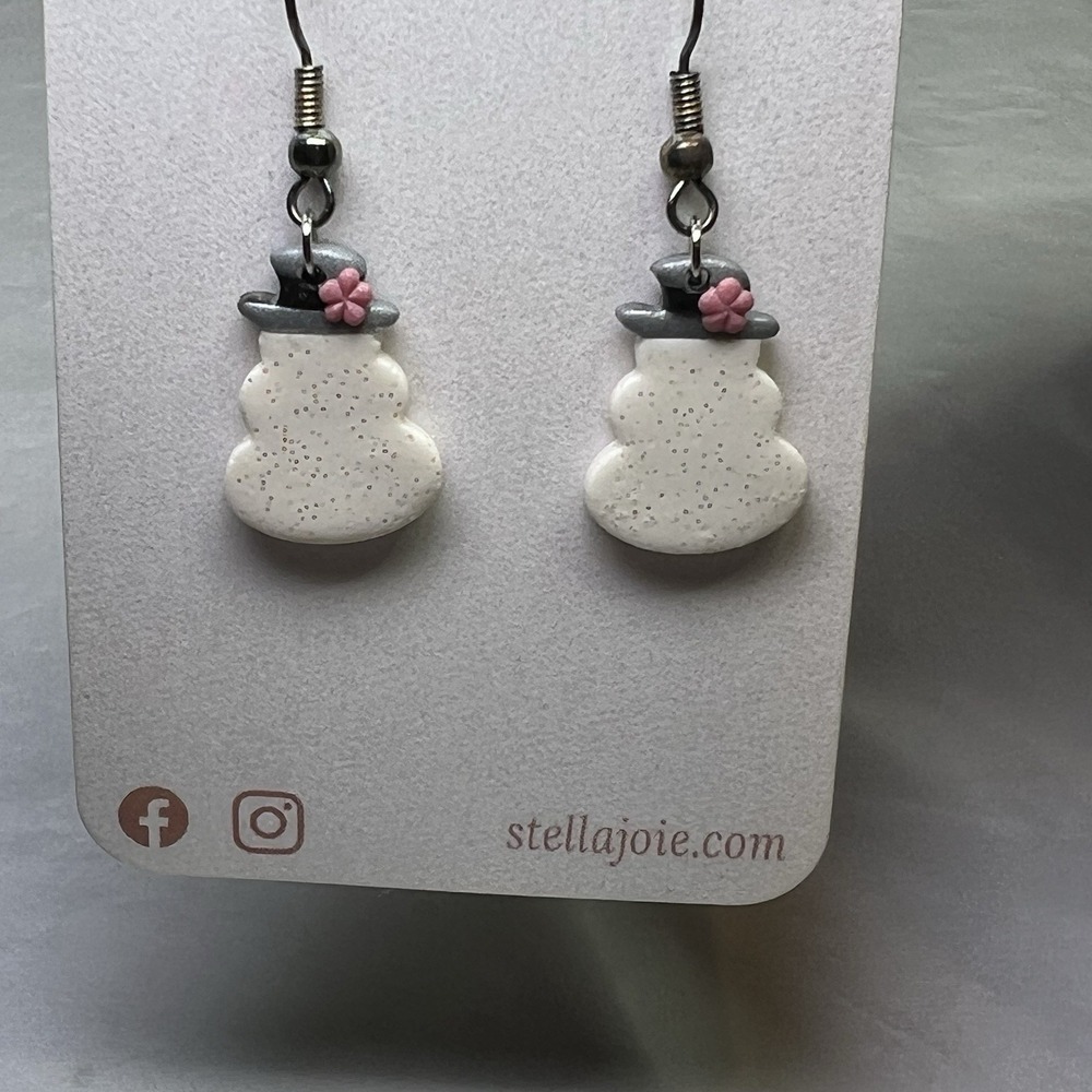 Snowman Earrings Holiday Christmas Winter Dangle Drop‎ Earrings Cute Glitter